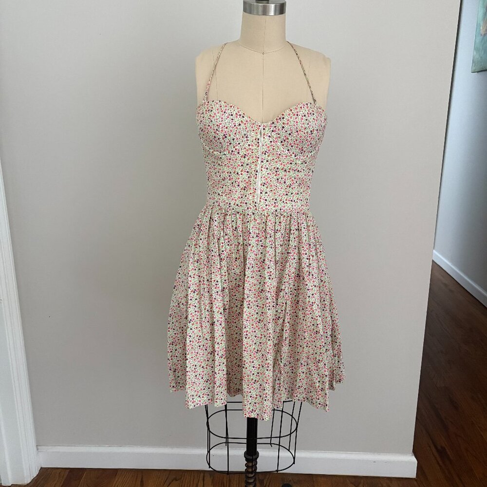 PINK Women's Corset floral dress Adjustable Removable Straps Coquette Party S